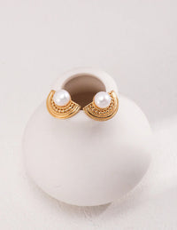 Thumbnail for Half Circle Pearl Stud Earrings