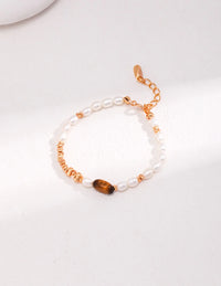 Thumbnail for Tiger Eye Stone Pearl Bracelet