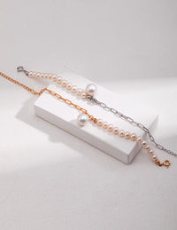 Thumbnail for Half Chain Half Pearl Pendant Bracelet