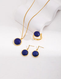 Thumbnail for Natural Lapis Lazuli Stone round Earrings