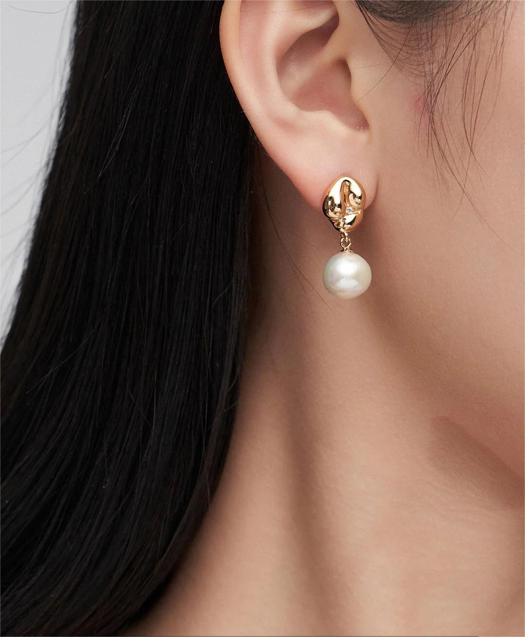 Natural Pearl Zircon Drop Earrings