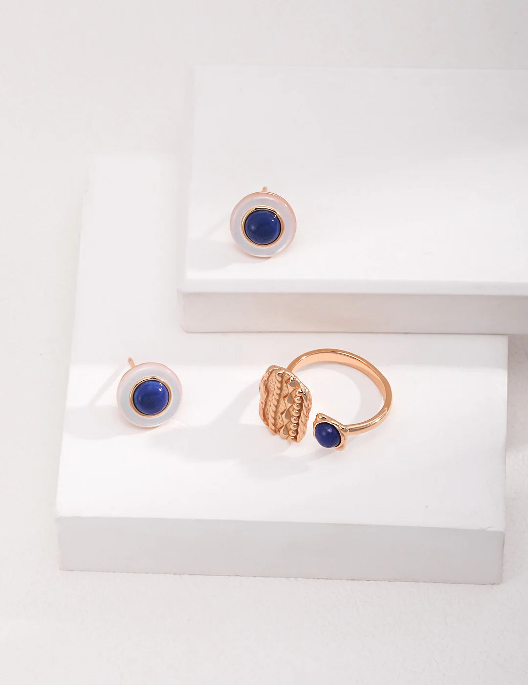 Blue and White Lapis Lazuli Earrings