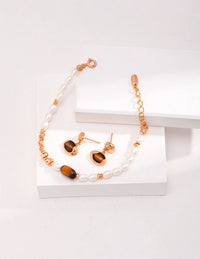 Thumbnail for Tiger Eye Stone Pearl Bracelet