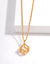 Thumbnail for Hollow Geometric Cube Pendant Necklace