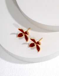 Thumbnail for Red Flower Drip Glaze Stud