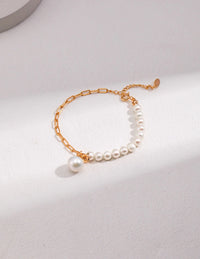 Thumbnail for Half Chain Half Pearl Pendant Bracelet