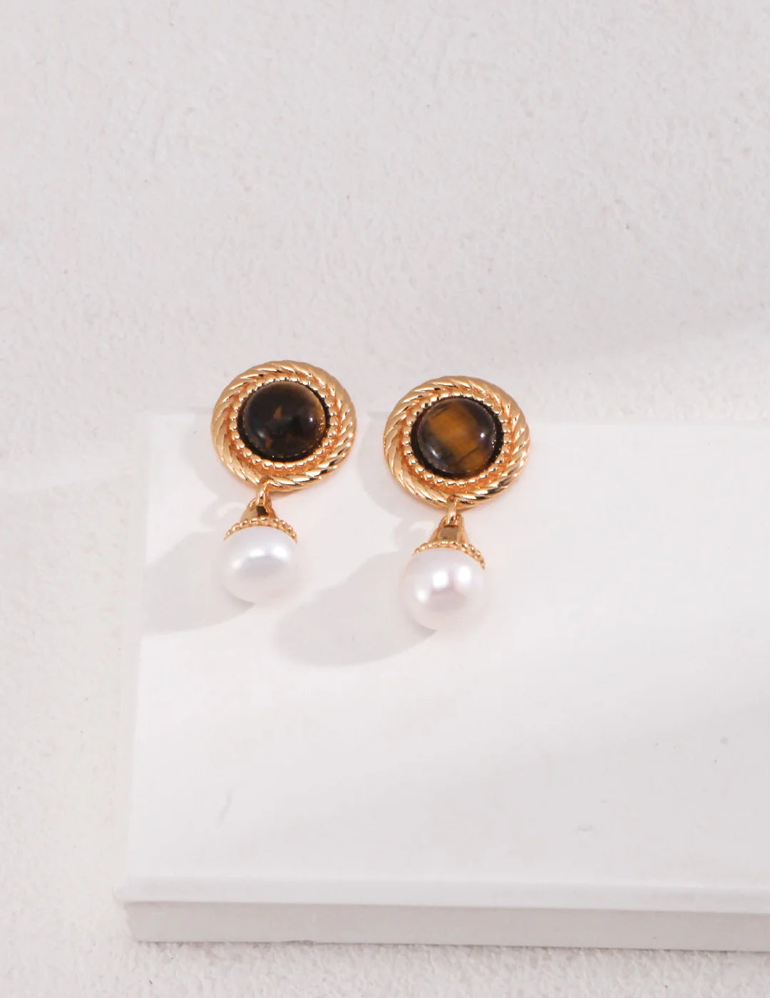 Tiger'S Eye Pearl Earrings