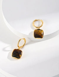 Thumbnail for Natural Tiger Eye Stone Dangle Earrings