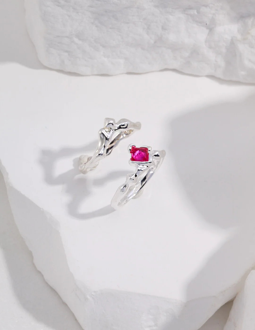 Pink Rhombus Shaped Zircon Ring