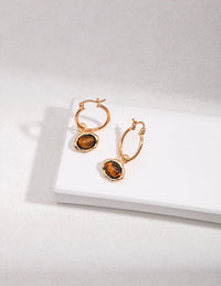 Thumbnail for Classic Brown Tiger Eye Hoop Earrings