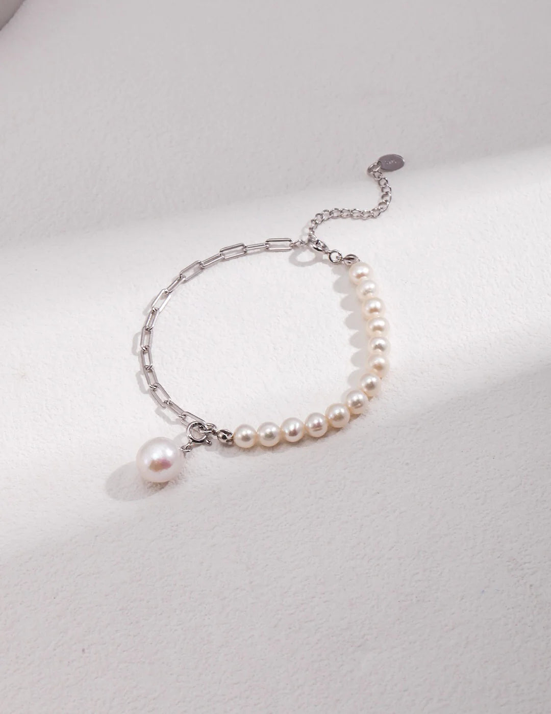 Half Chain Half Pearl Pendant Bracelet