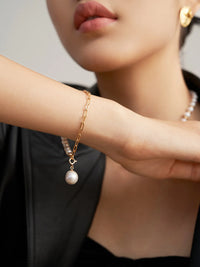 Thumbnail for Half Chain Half Pearl Pendant Bracelet