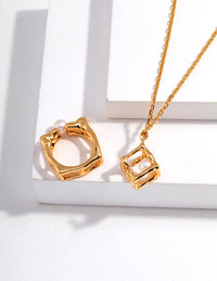 Thumbnail for Hollow Geometric Cube Pendant Necklace